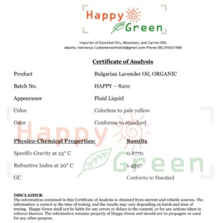 Happy Green ORGANIC Lavender Essential Oil - Minyak Lavender Organik