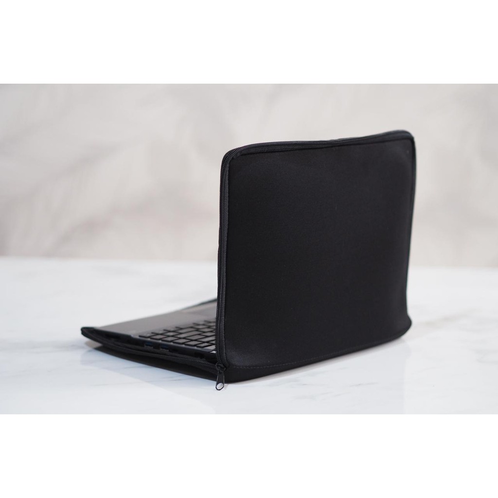 Tas laptop softcase/ sleeve case hitam polos MOHAWK code BN02 resleting full dan resleting tidak full size 10, 13, 14, 15, 17 Inch
