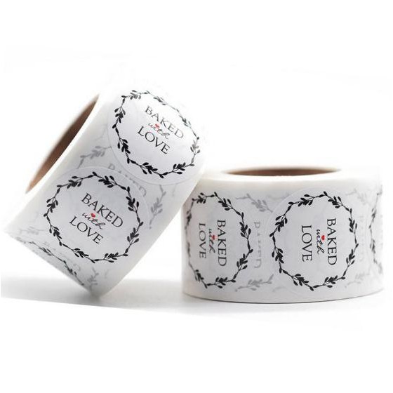 

Sticker Label Kemasan Kue Roti Thank You For Your Order/Bake With Love - K01