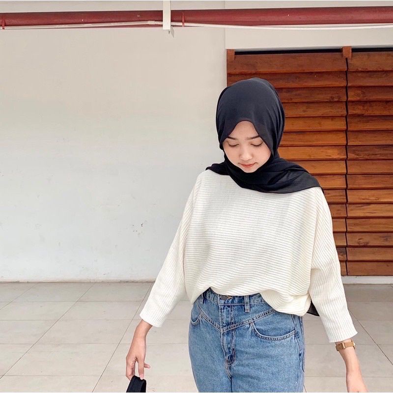 BLOUSE BAJU RAJUT BATWING | ATASAN WANITA MODEL KELELAWAR | OUTER RAJUT KALONG KNIT