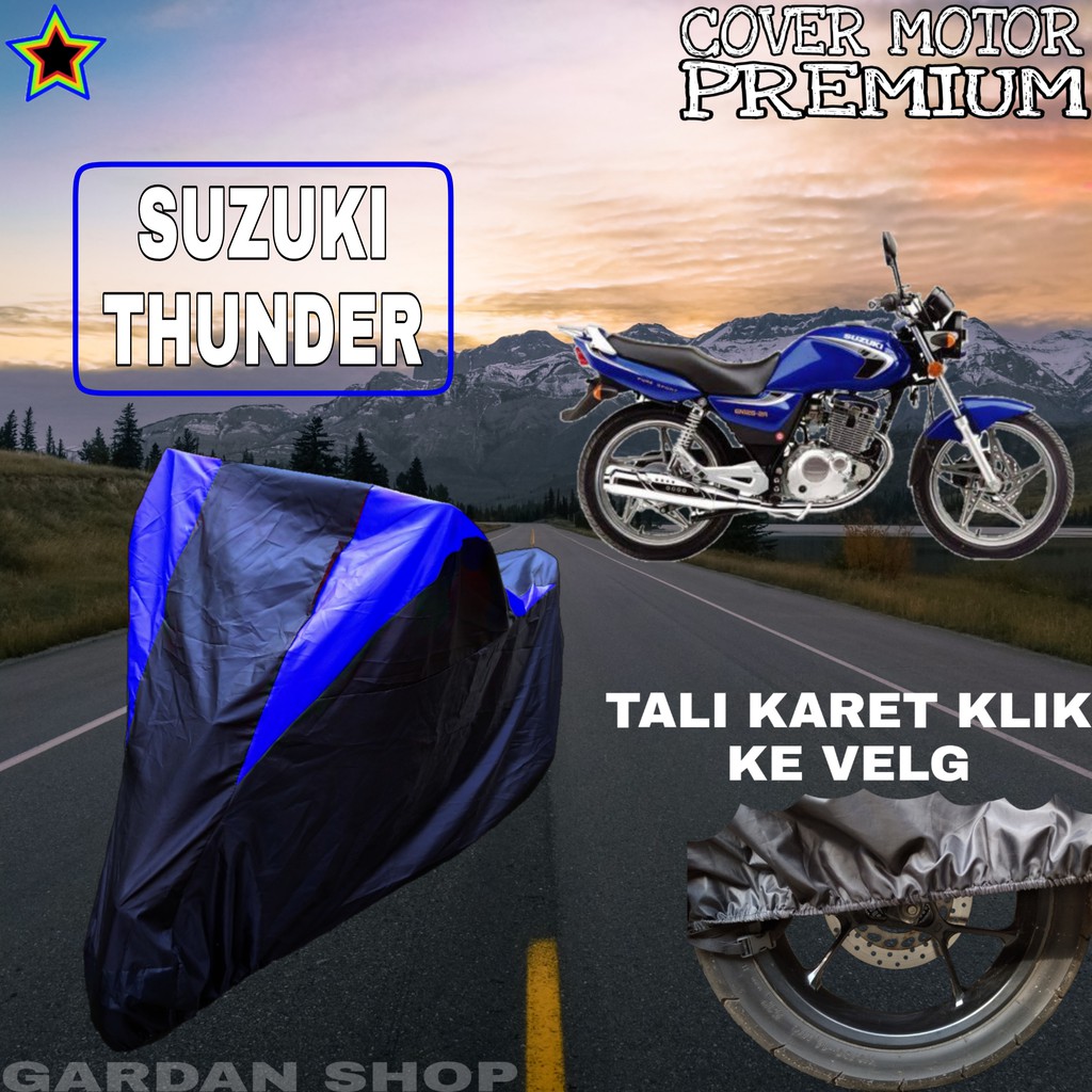 Sarung Motor Suzuki THUNDER Hitam BIRU Body Cover Thunder PREMIUM