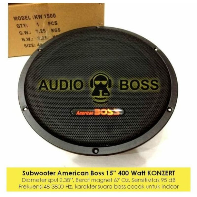 SUBWOOFER AMERICAN BOSS 15 Inch 400 Watt 1500 15" 15 in SPK SUB MURAH BERKUALITAS ORIGINAL BIG BASS