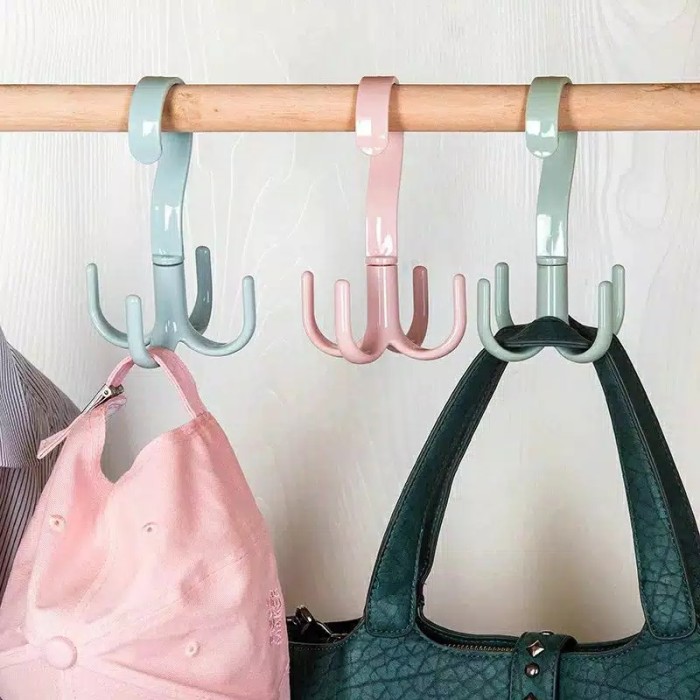 Hanger Serbaguna dengan 4 kait utk scraf,tali pinggang/Rotating hanger Gantungan Putar 360 Dasi Sepa