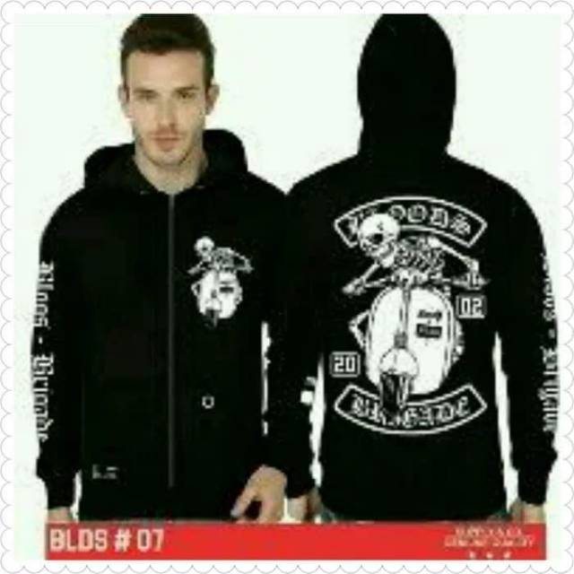JAKET HODIE PRIA BLOODS VESPA HITAM PREMIUM