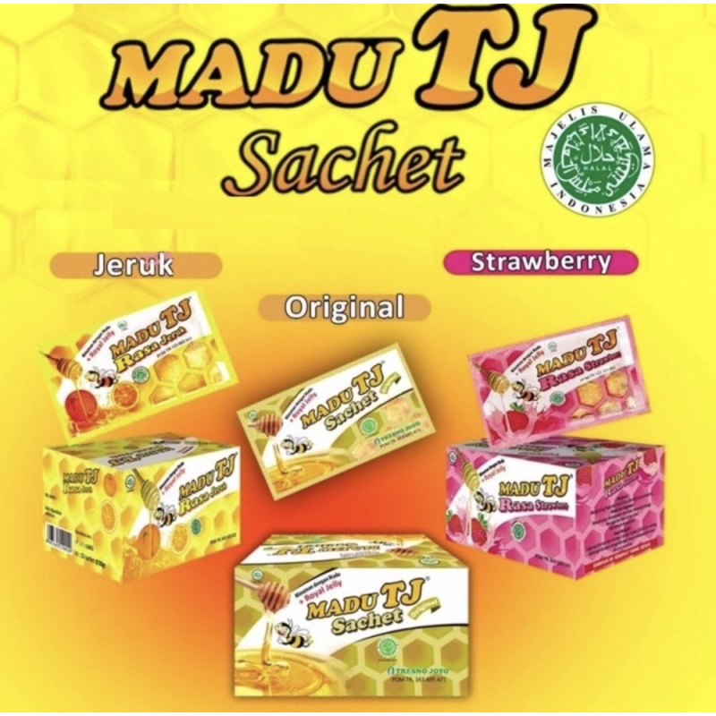 Madu TJ sachet box 12 sachet original | jeruk | strawberry