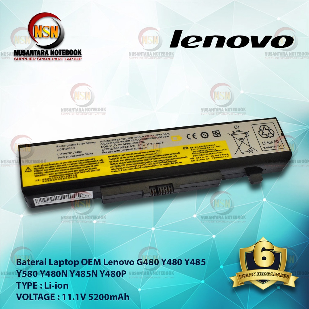 Baterai Laptop OEM Lenovo For G480 Y480 Y485 Y580 Y480N Y485N Y480P