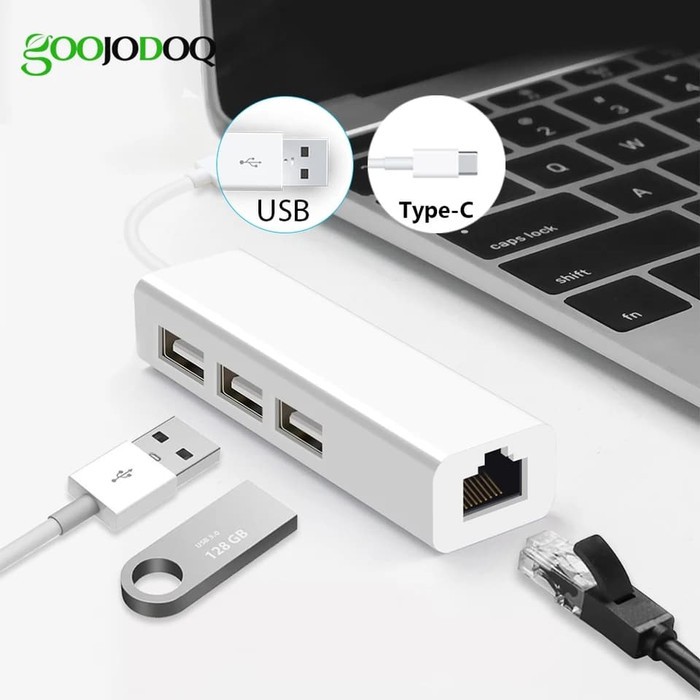 USB 2.0 to 3 USB HUB dan LAN RJ45 Port USB to Ethernet LAN Converter