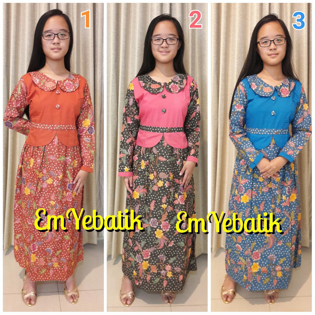 Super Murah GAMIS BATIK ANAK PEREMPUAN TANGGUNG 9-11TH AUREL BUNGA Baru