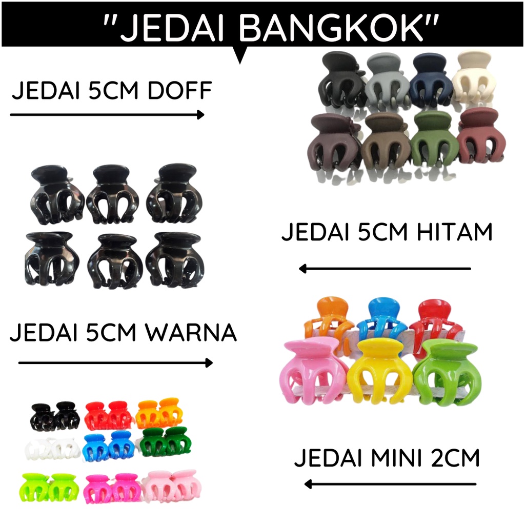 JEPIT JEDAI DOFF/WARNA WARNI/HITAM /JEDAI  BANGKOK BESAR 5CM /JEPITAN JEDAI MINI 2,5 CM