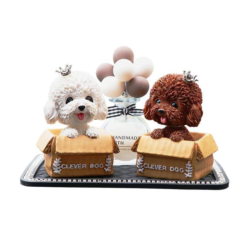 set mobil anjing cut dog set balon abu putih set anjing Pajangan Mobil Hiasan Dashboard Boneka Goyang Anjing Dog Figure Pets