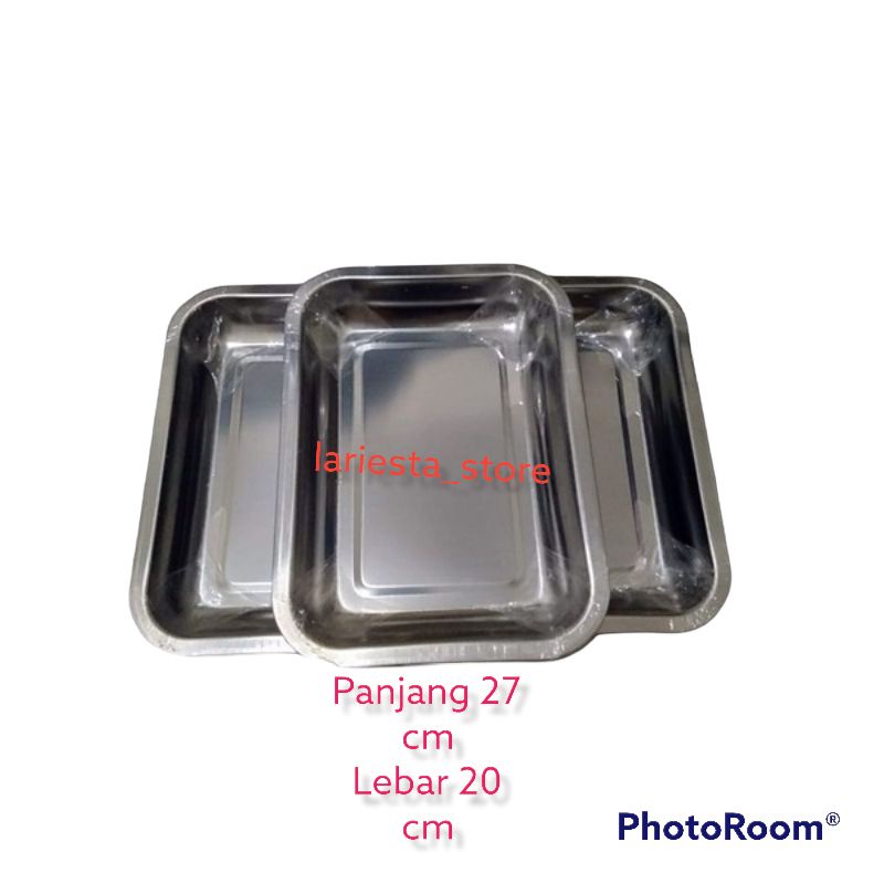 nampan stainless 27x20 cm anti karat free buble dan kardus