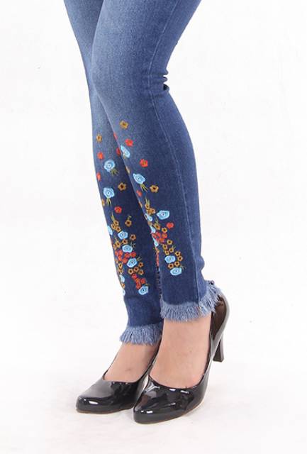 SKINNY JEANS MOTIF KAKI RUMBAI WANITA JSK JEANS HIGH QUARITY