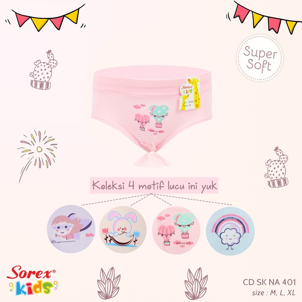 1 PCS DIBACA BAIK2 | original Celana Dalam Anak Perempuan Sorex Kids SK NA 401