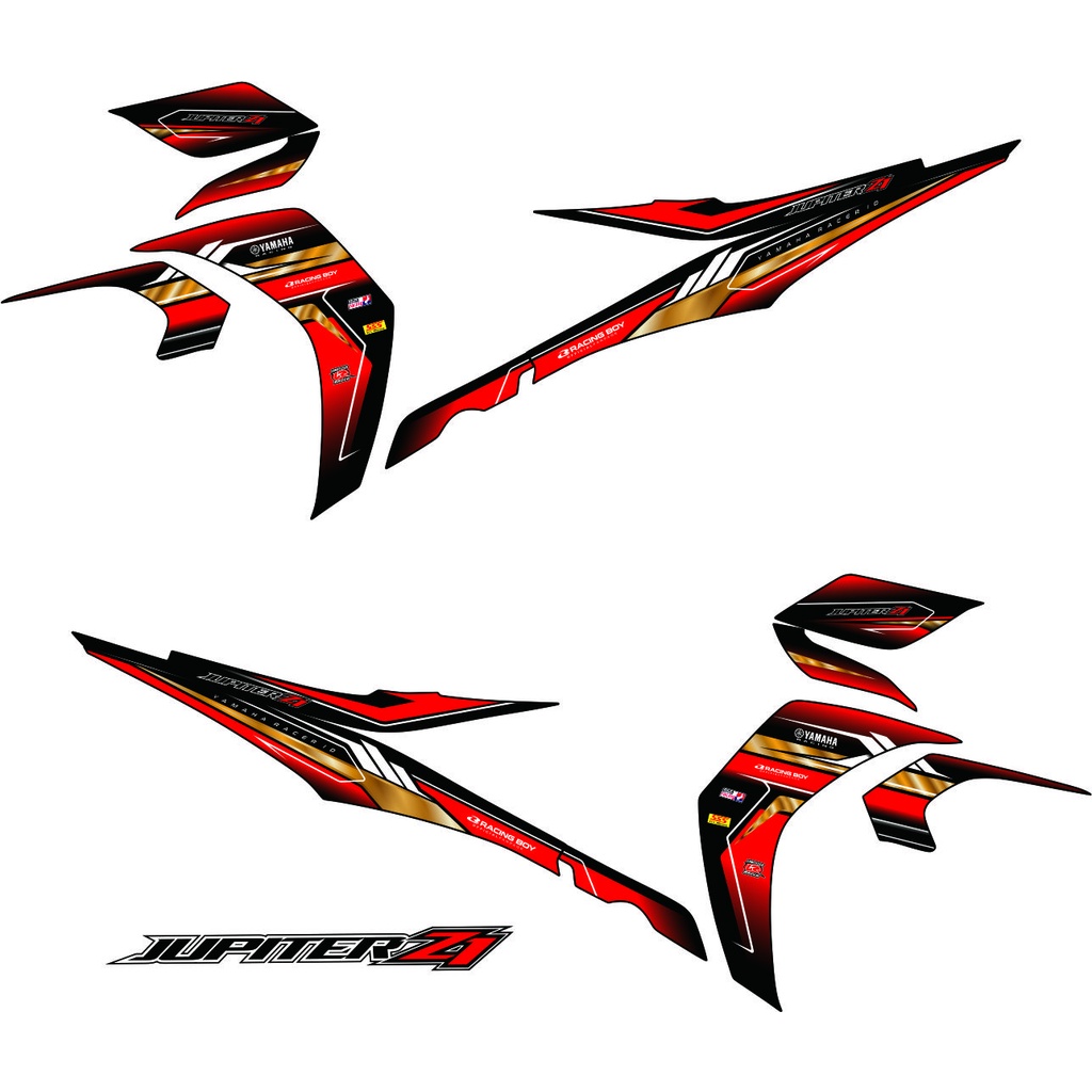 STRIPING VARIASI MOTOR JUPITER Z1 FI NEW STIKER MOTIF RACING STYLE MERAH HITAM VARIASI NEW STRIPING 