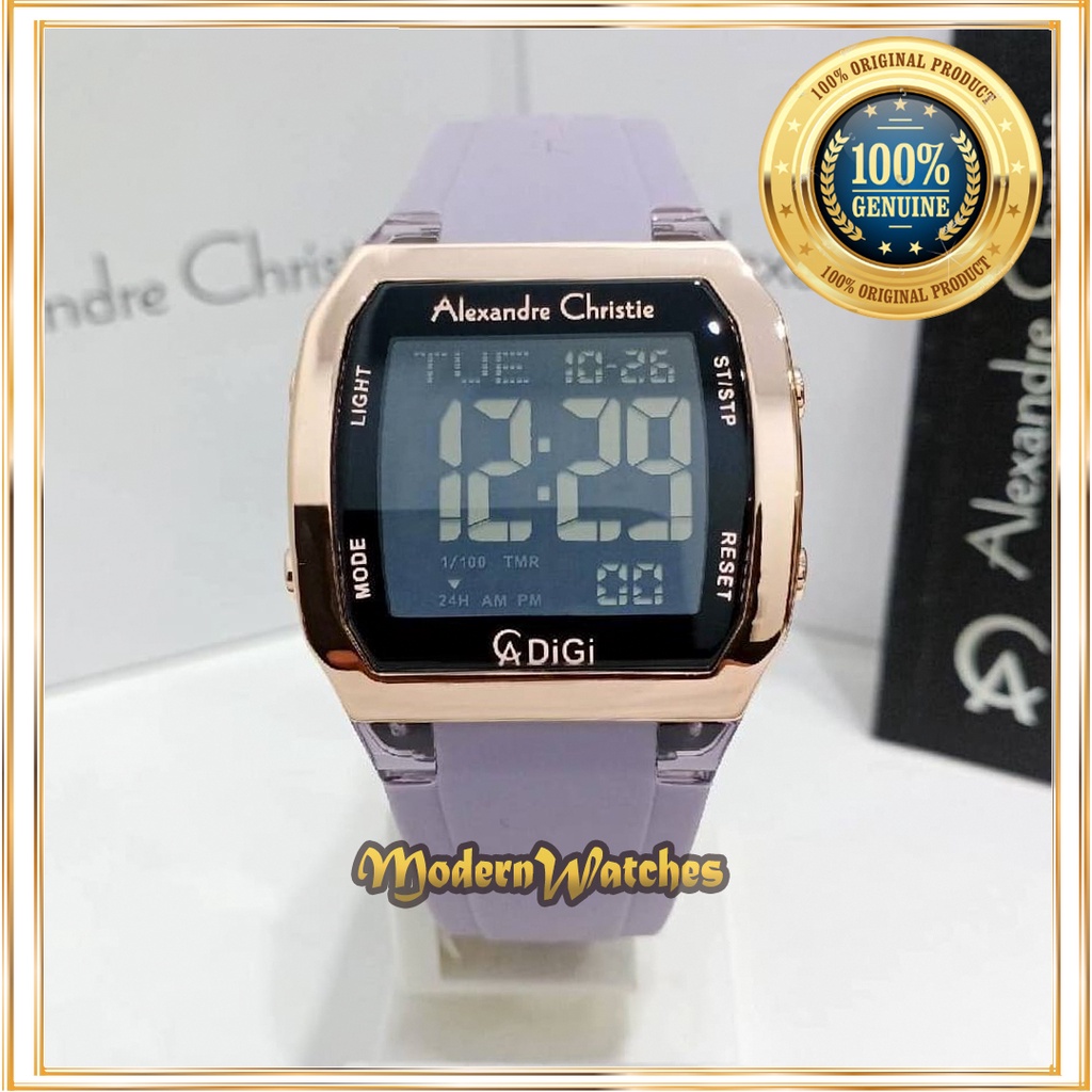 Jam Tangan Alexandre Christie Digital Wanita AC 9348 Ori Soft Peach Rosegold Pink Terbaru Alexander