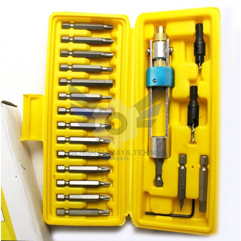 SOLID Set 20 pcs Mata Bor + Obeng Drill Screwdriver Bolak Balik Sekrup