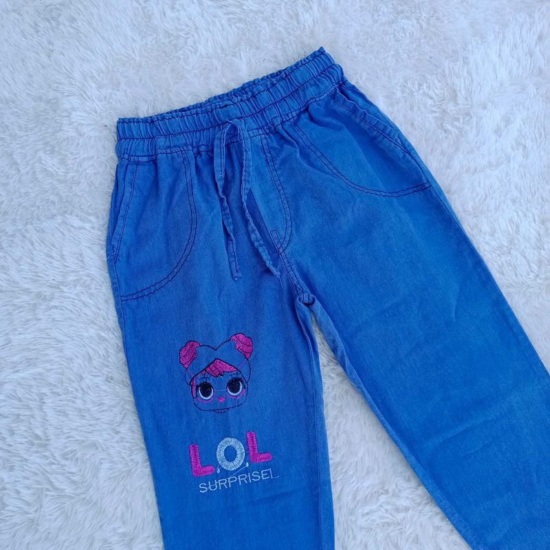 CELANA BAGGY JEANS L.O.L ANAK 4-10 THN/JEANS ANAK KARAKTER/CELANA ANAK PEREMPUAN