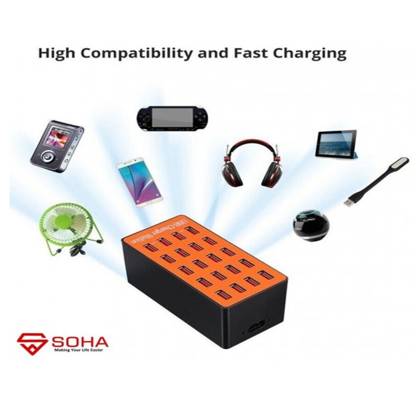 MP-01 SOHA A5 Charger Multi Port Terdapat 20 Port USB 20 Ampere Fast Charging + Outputnya Automati