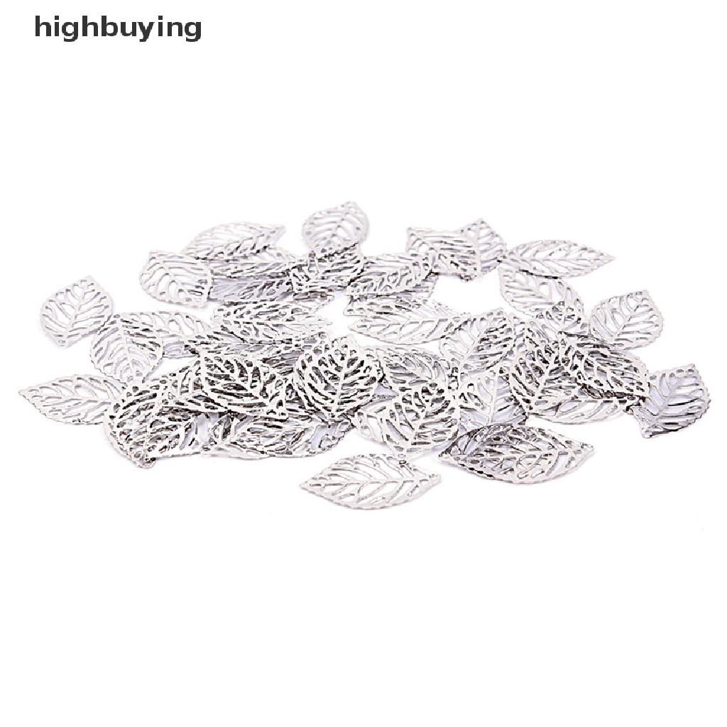 Hbid 50Pcs Liontin Daun Filigree Bahan Metal Untuk DIY Aksesoris Perhiasan