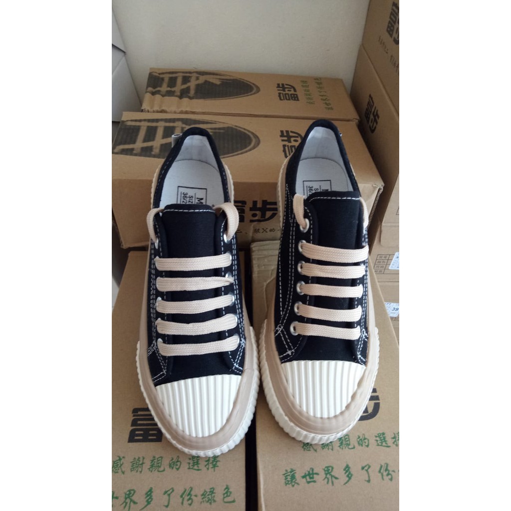 AB4864 SEPATU WANITA KANVAS SNEAKERS IMPORT TERBARU TOP FASHION  BEIGE UNGU HITAM