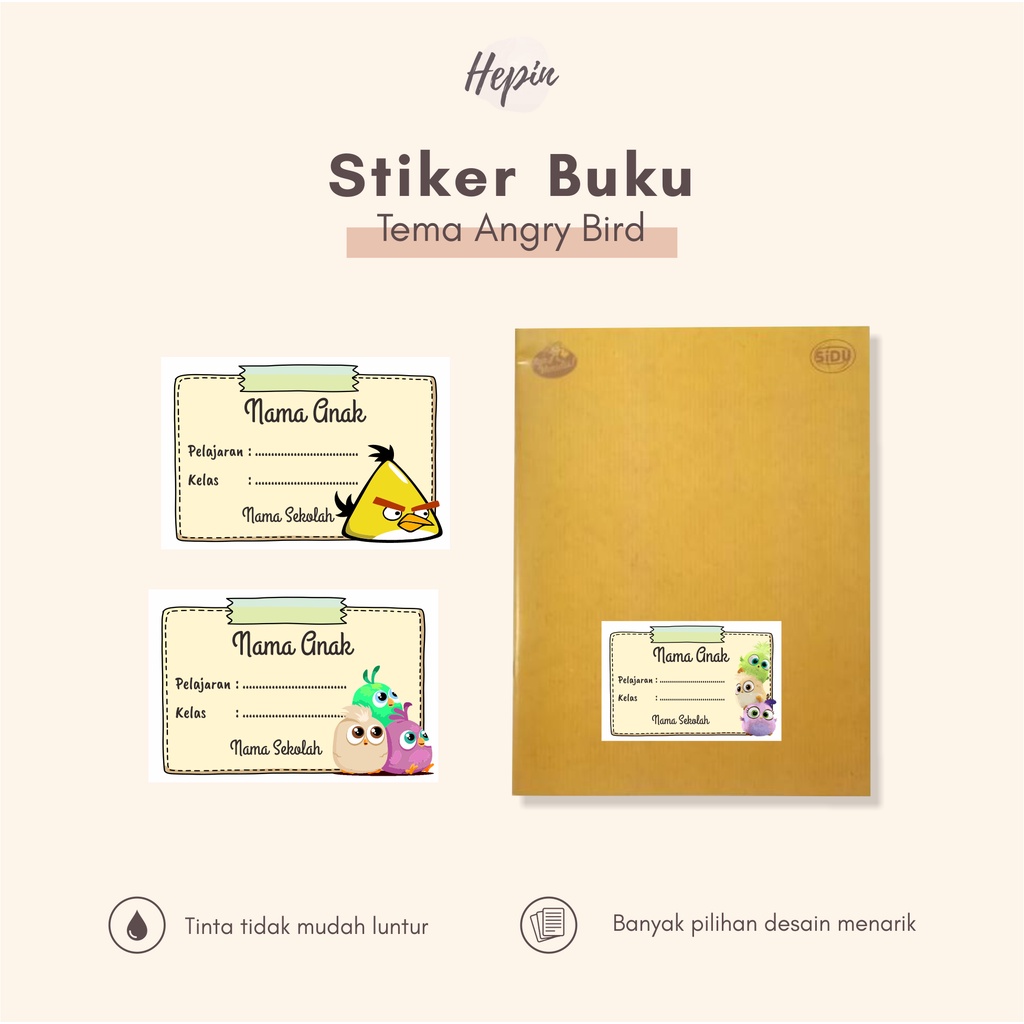 

(30pcs)Stiker nama sekolah dan label buku pelajaran edisi ANGRY BIRDS