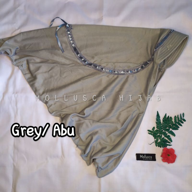 mollusca hijab kerudung jilbab bergo anak sekolah tk sd smp sma dewasa instan warna grey abu-abu abu