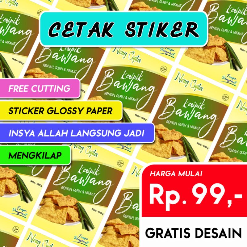 

Cetak Print Stiker Sticker Glossy Cutting Label Nama Toko Olshop Logo Merek Produk Kemasan Masker A4