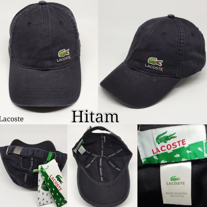Topi Lacoste Golf Baseball Snapback Cream Cewek Cowok - Hitam