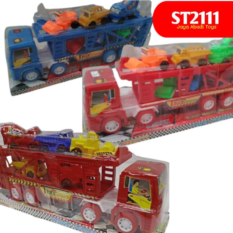 ST 2111 - Mainan Truk Container Scania Tronton Muat Construksi Proyek isi 6pc ST2111