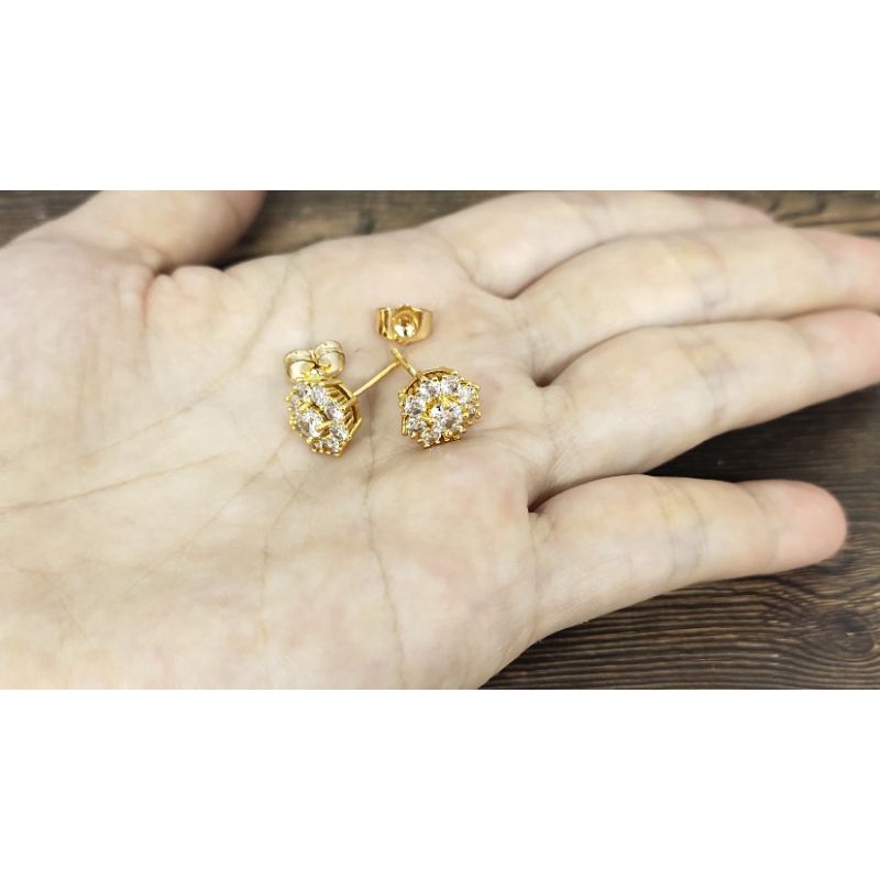 Fifi Fashion Anting Giwang Full Mata Blink Blink Model Perhiasan Lapis Emas 18K AT0201