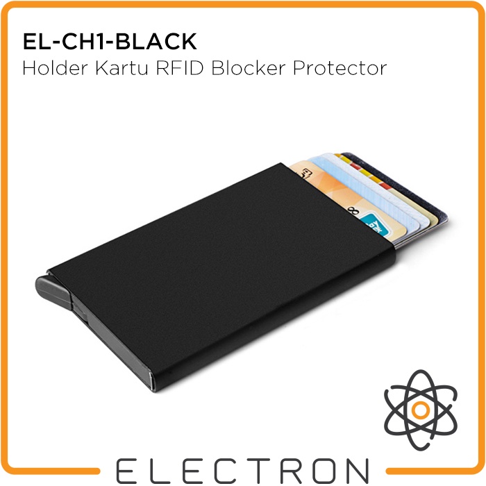 EL-CH1-BLACK Card Holder Kartu RFID Blocker Protector Aluminium