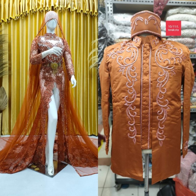 cauple Gaun pengantin slim ful payet/| kebaya akad modren/gaun penganten/baju akad