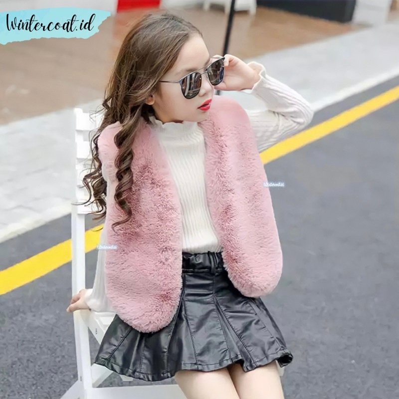 Fur vest winter kids rompi bulu anak musim dingin import hangat cewek cowok teen remaja korea