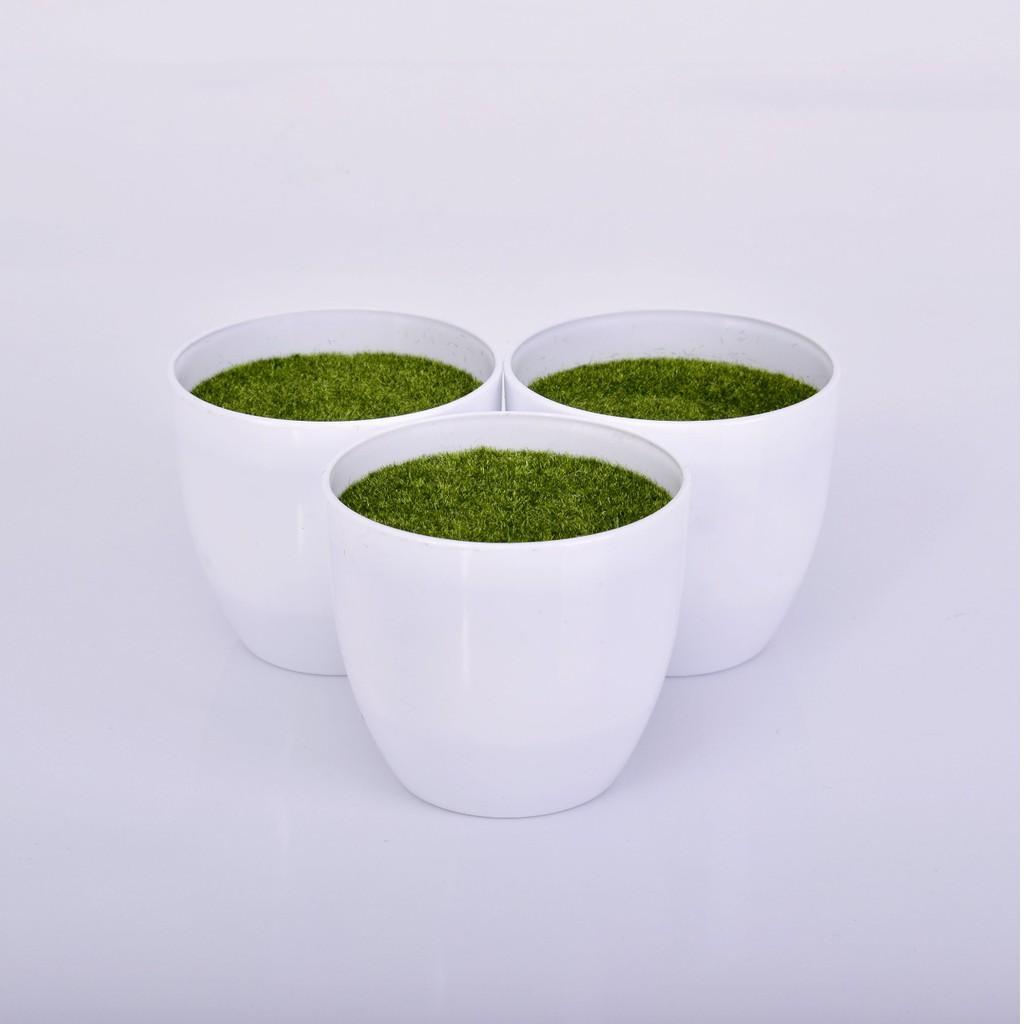 COD / F&G POT BUNGA PLASTIK MODEL BULAT PETAK LOVE WARNA PUTIH P9991-2