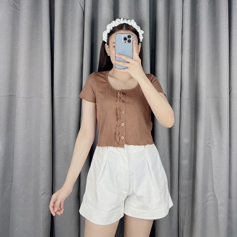 Crop top button renda 044 | Knit crop top korea