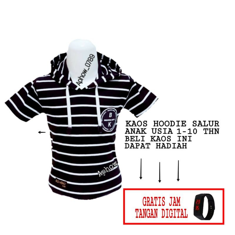 Kaos Salur Anak HOODIE Terlaris / kaos anak Murah Gratis jam tangan anak -NSTORE_15