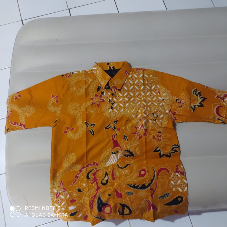 Cendrawasih Kuning Sm Kemeja Batik Solo Pria Lengan Panjang Full Furing Premium