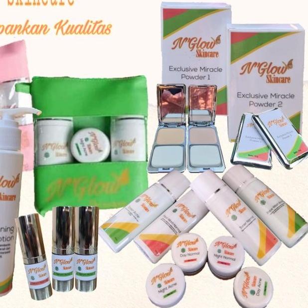 N'glow Skincare Paket Lengkap || Bedak N'glow || Serum N'glow PROMO