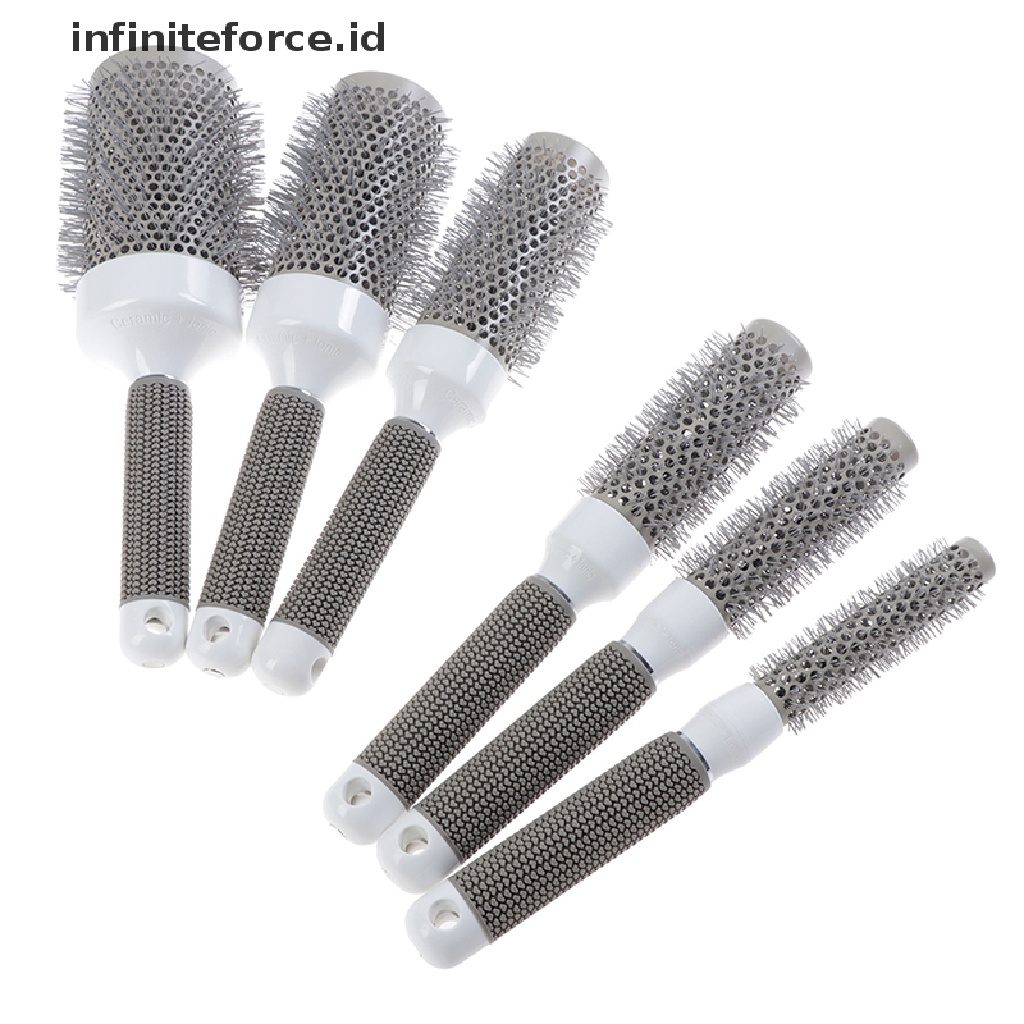 (Infiniteforce.Id) Sisir Thermal Ionik Profesional Bentuk Bulat Bahan Keramik