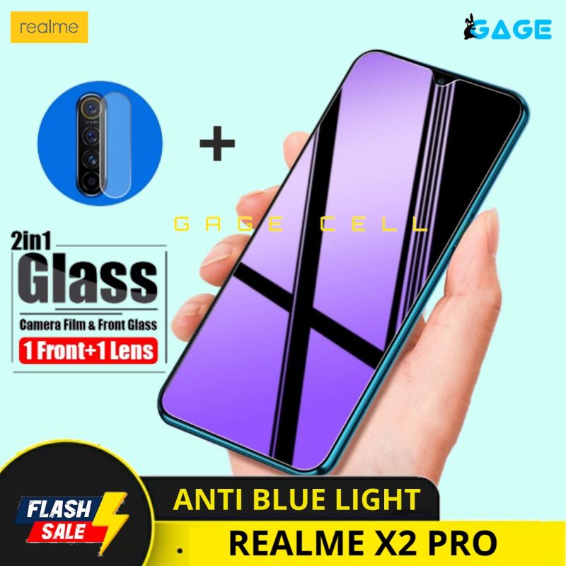 2in1 TEMPERED GLASS TG ANTI GORES BLUE LIGHT RAY FULL LAYAR REALME X2 PRO X2PRO SCREEN PROTECTOR