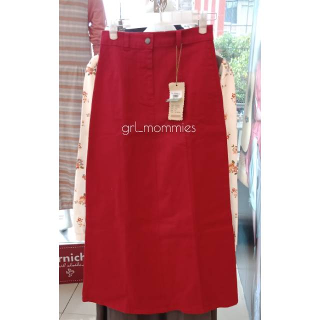 Rok panjang denim red skirt Corniche