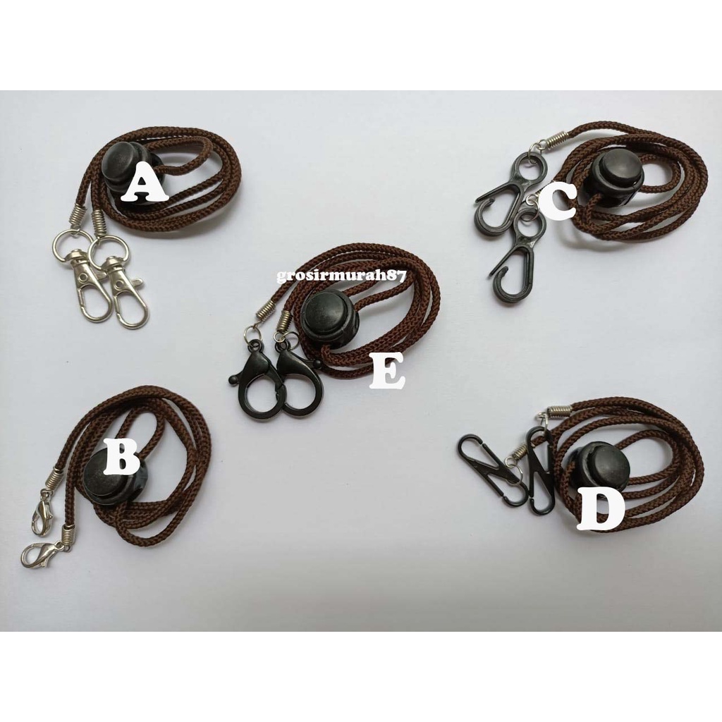 Tali masker dewasa lanyard kalung masker non elastis warna coklat tua ready stok cantolan kokot cantolan besi atau plastik