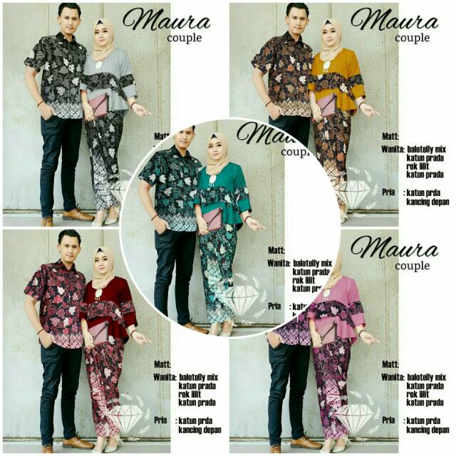 gamis couple cp batik maura abu mustard tosca maron pink