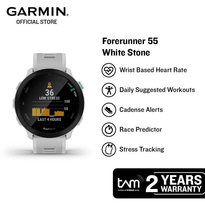 TERBARU Garmin Forerunner 55 - Whitestone/SMARTBAND MURAH/SMARTBAND M6/SMARTBAND XIAOMI/SMARTBAND SA