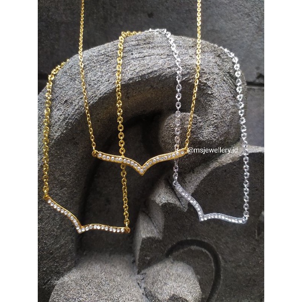 Kalung Fuji Permata Titanium Lapis Emas