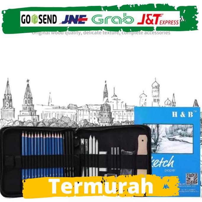 

33 Pcs Pensil Sketsa Sketching Pencil Set Art