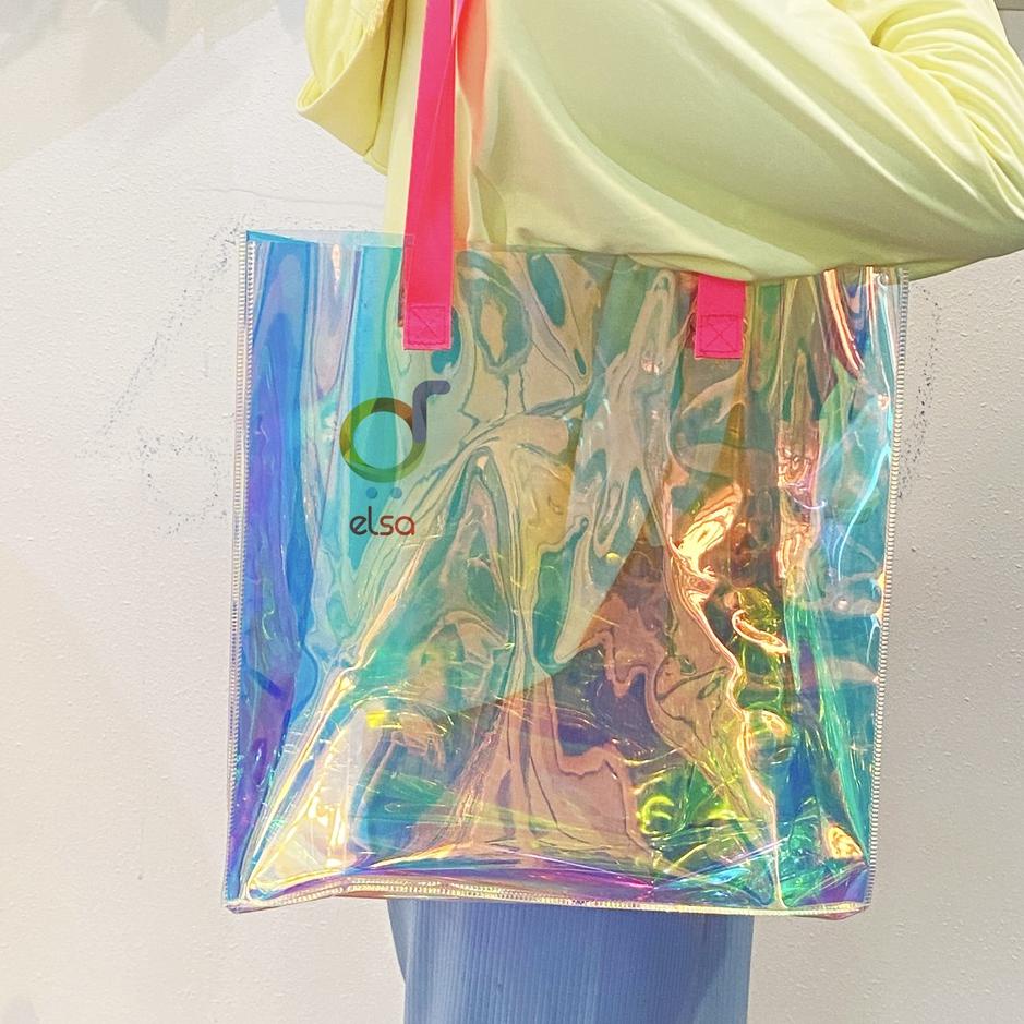 Big Sale.. ELSA TAS TOTEBAG WANITA  SILVER TOTEBAG HOLOGRAM