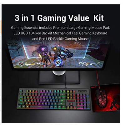 REDRAGON S107 Wired Gaming Keyboard and Optical Mouse + Pad Gaming