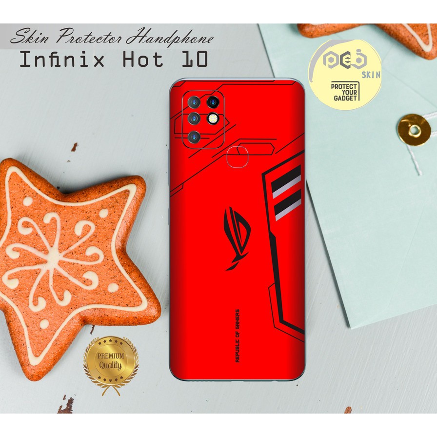 Garskin HP Infinix Hot 10 motif Asrog red - Free custom Motif