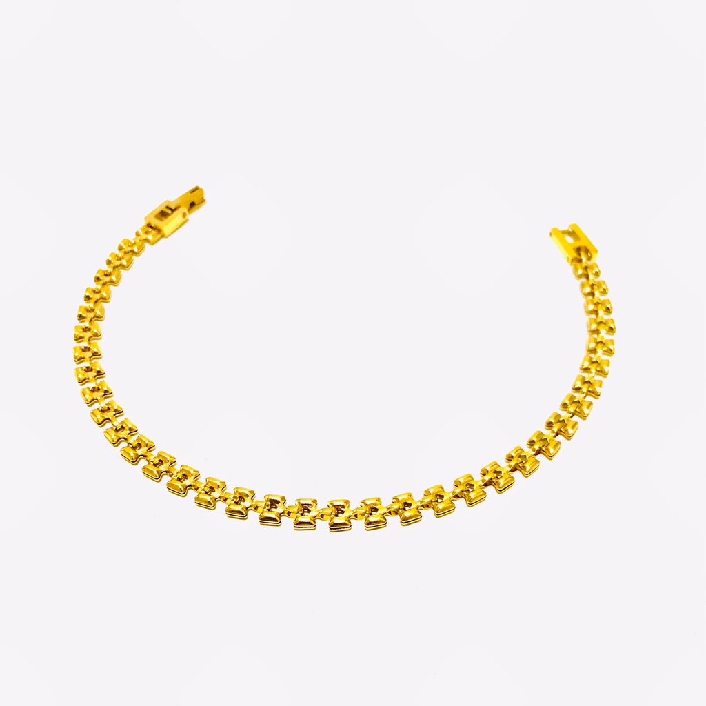 Gelang Rantai Tangan Titanium Wanita Lapis Emas Anti Karat GRT-128-25-SDR